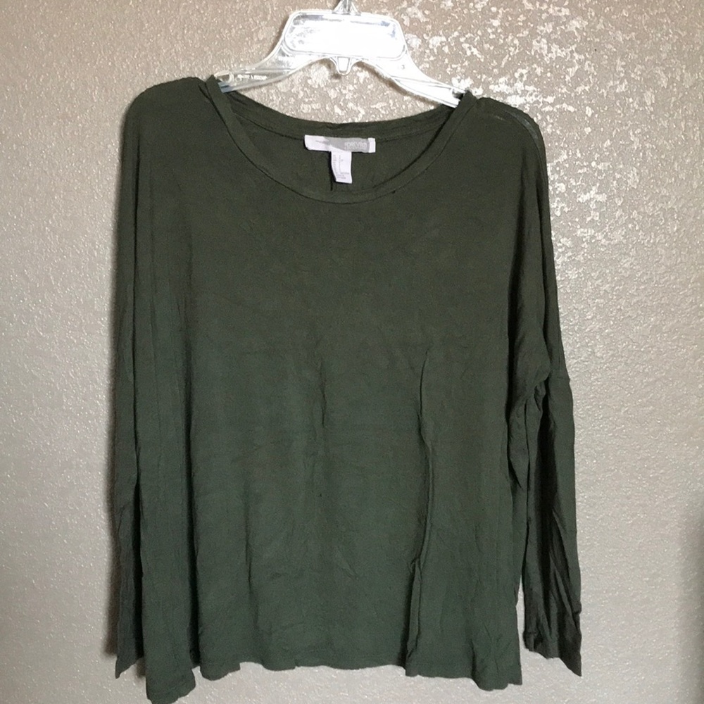 OLIVE GREEN thin CREW NECK LONG SLEEVE